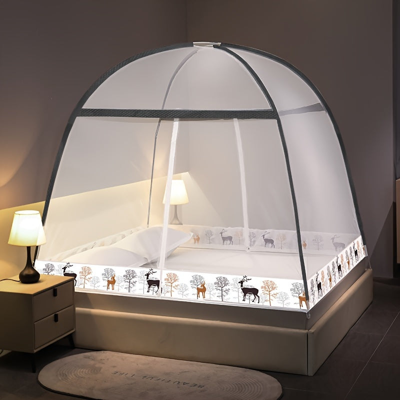 Pop-Up Mosquito Net for Bed with Full Coverage Easy Setup Durable Cartoon Design