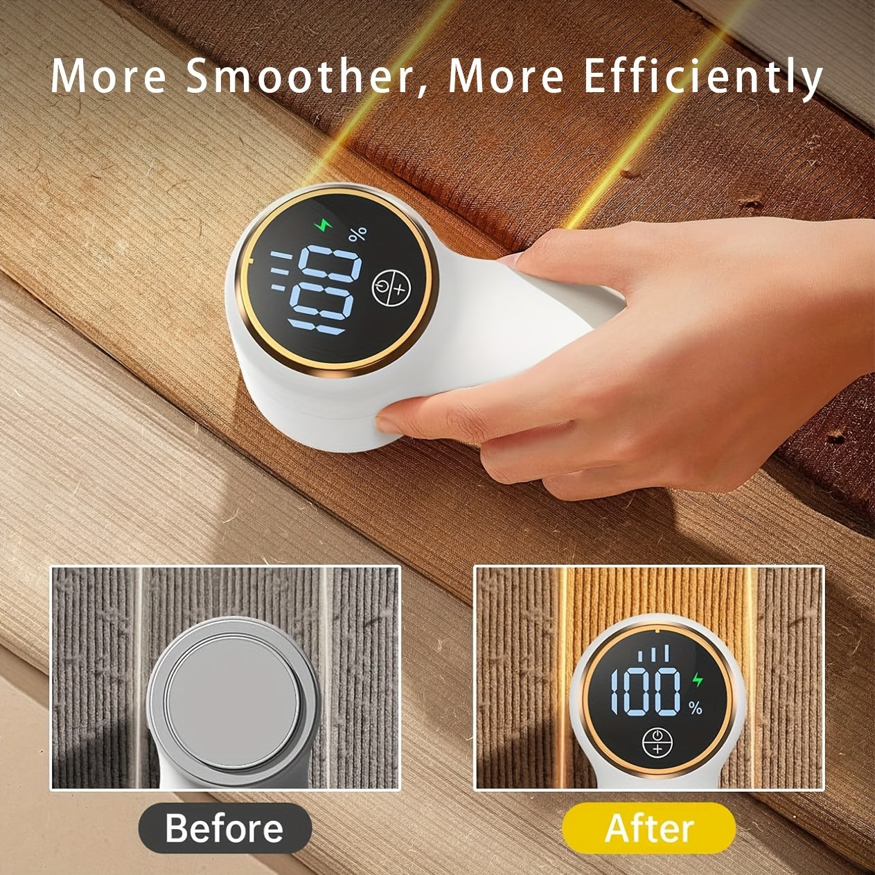 LED Display Sweater Shaver with Three-Level Control for Clothing and Fabric Care