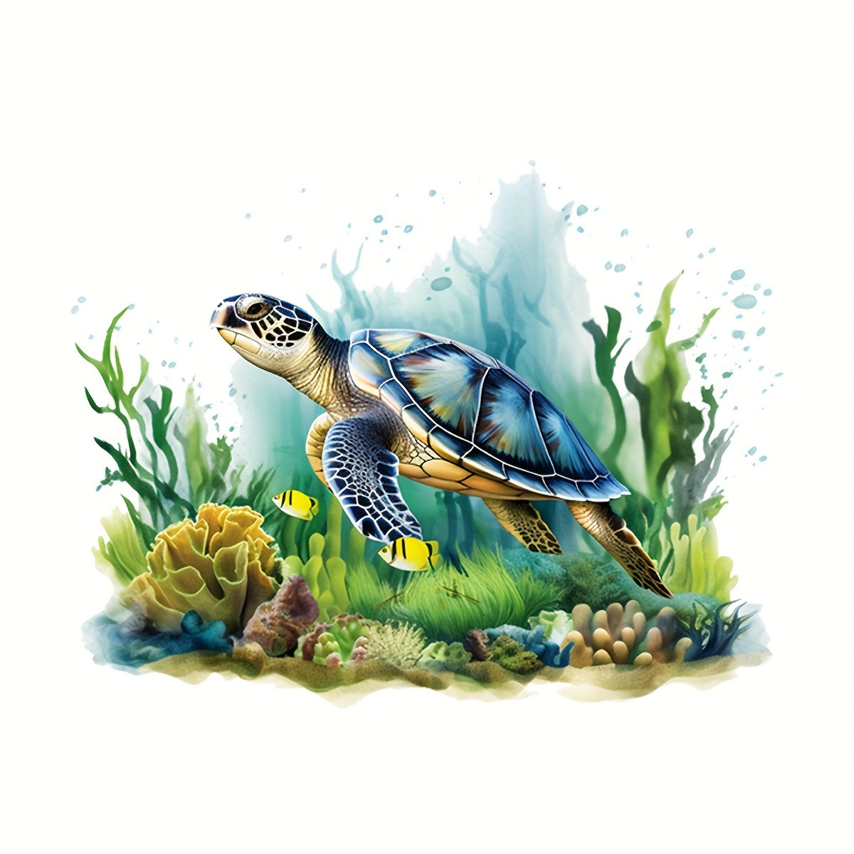Sea World Turtle Bathroom Wall Decal Removable Self-Adhesive Decor