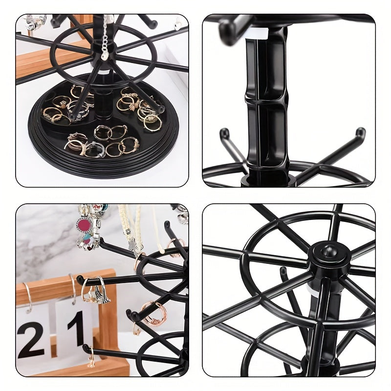 Two-Tiered Rotating Jewelry Display Rack for Necklaces Earrings Bracelets and Accessories
