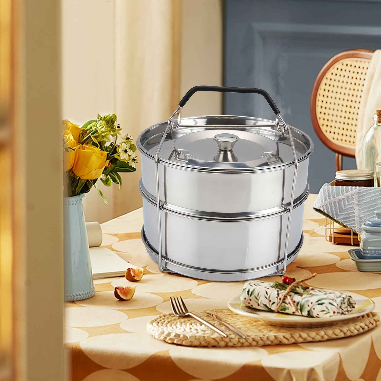 Прочный пароварка из нержавеющей стали с большой емкостью и прозрачной крышкой для приготовления