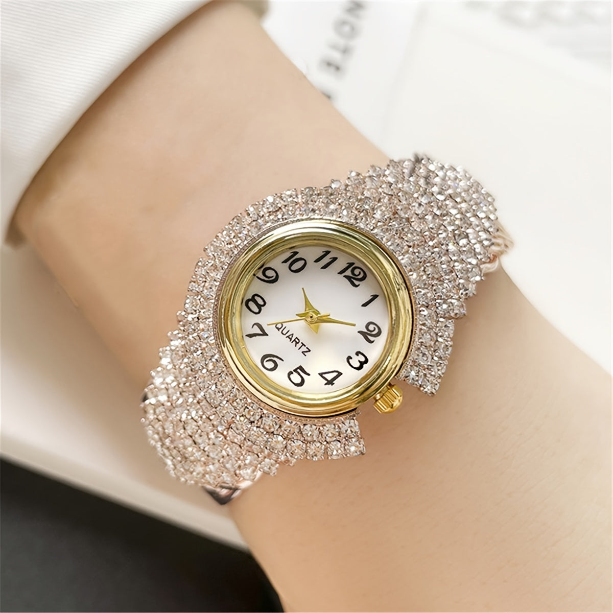 Women’s Bohemian Luxe Watch with Rhinestones and Elegant Design