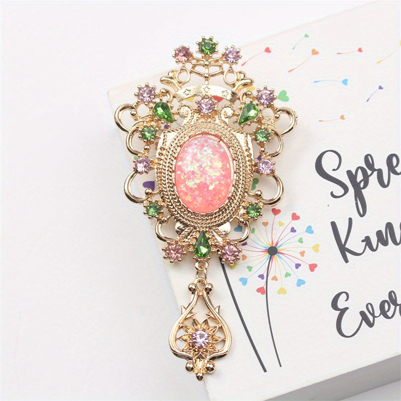 Retro-Style Rhinestone Enamel Brooch for Men and Women Baroque Irregular Pin Statement Jewelry