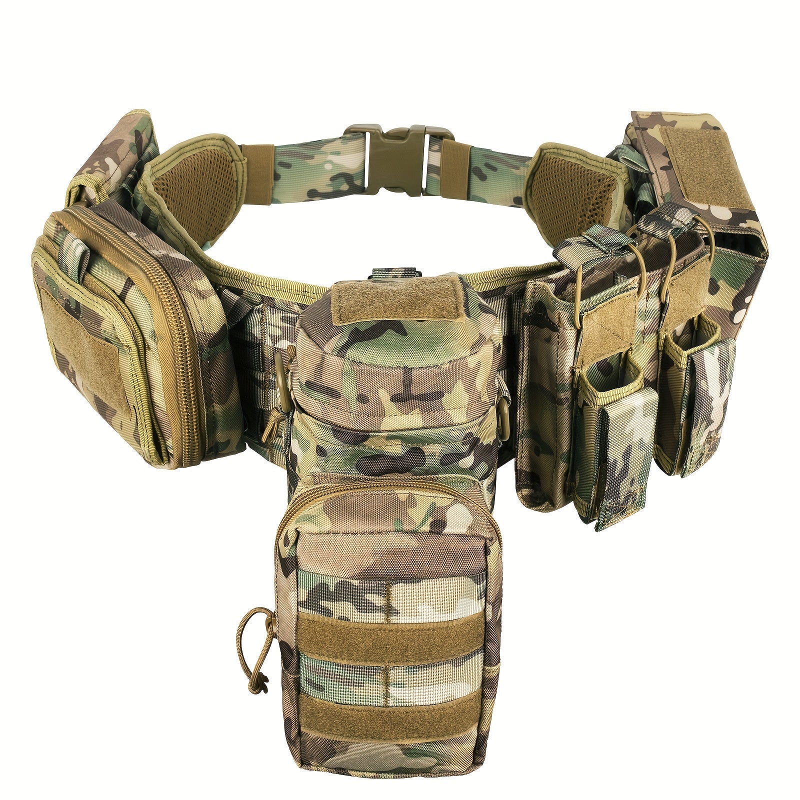 Tactical Utility Belt Set with MOLLE System Camouflage Polyester for Hunting and Fishing