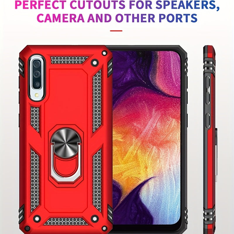 Shockproof Phone Case for Samsung Galaxy A Series with Ring Kickstand and Air Cushion Protection