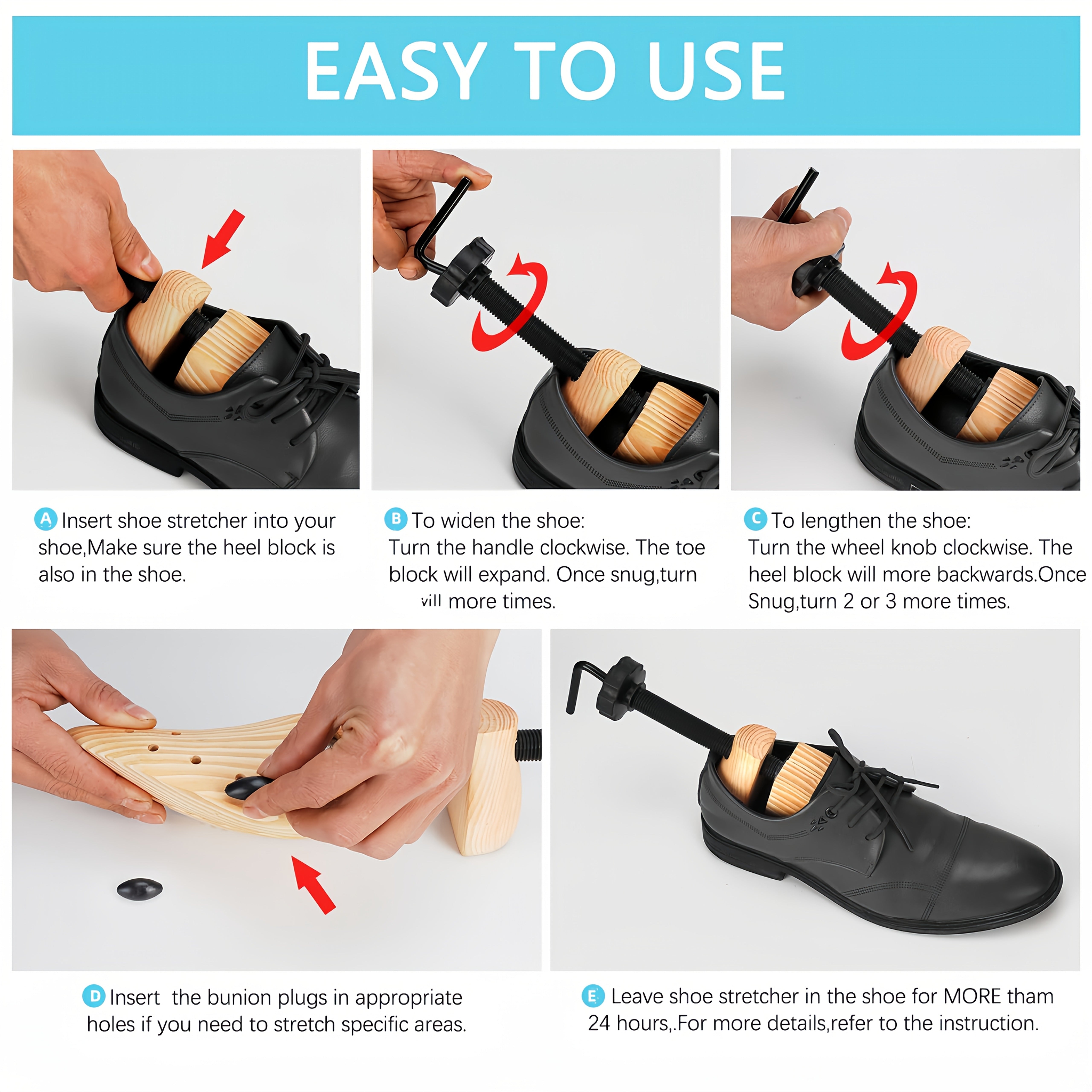 Men Women Wooden Shoe Stretchers 2-Way Width Length Shoe Maintainers