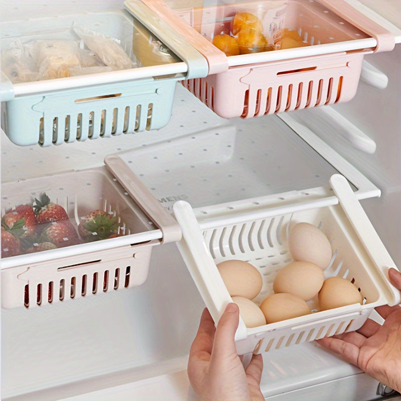 Kitchen Refrigerator Organizer with Drainage Shelf Rack and Storage Basket