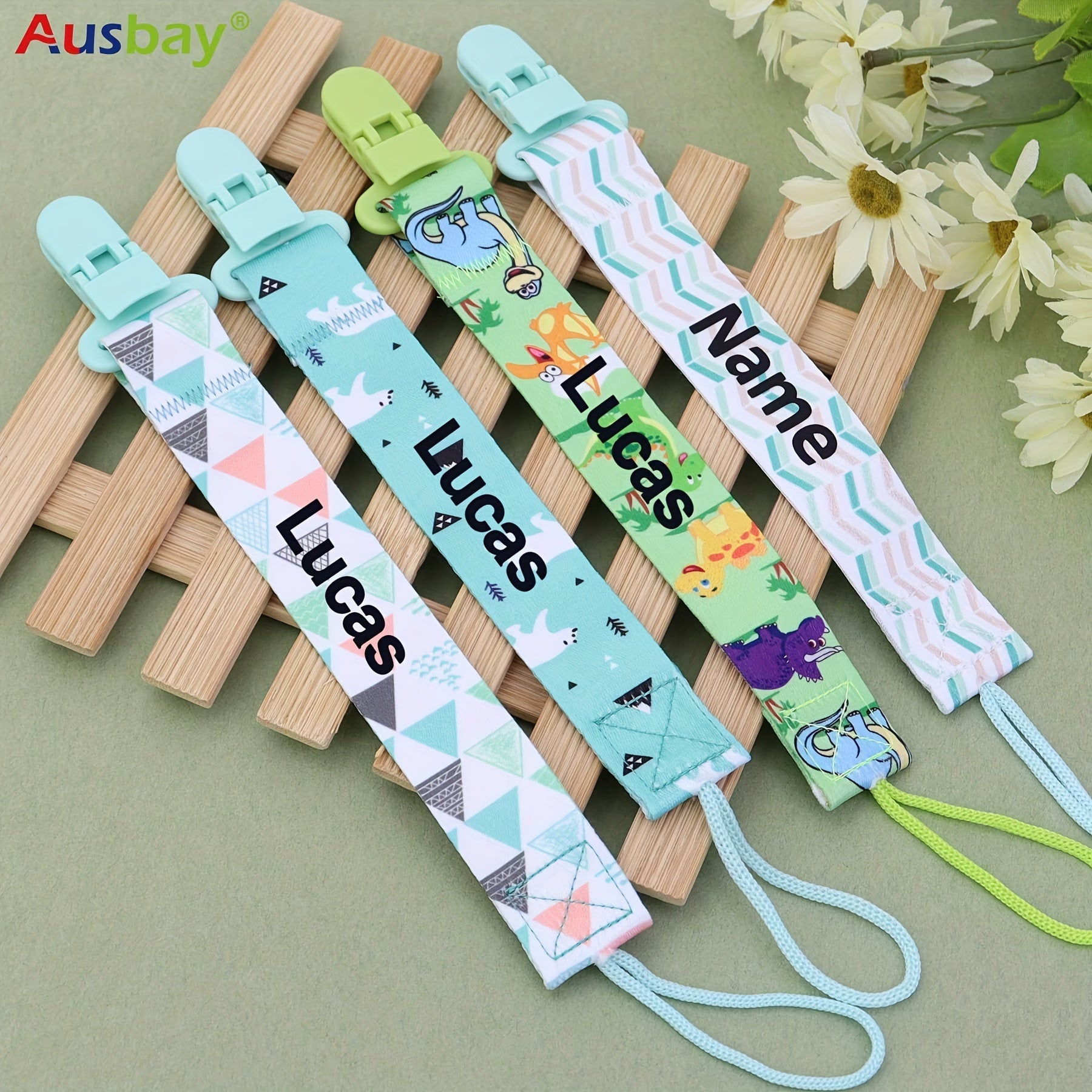 Juego de 4 clips personalizados para chupetes de bebé para niños y niñas, sujetachupetes universales