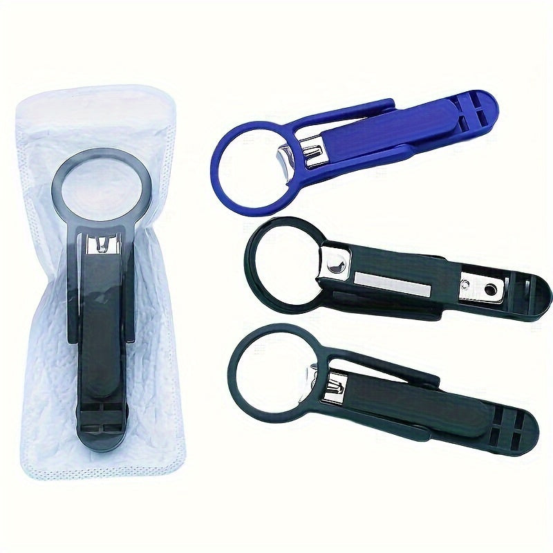 Stainless Steel Nail Clippers with Magnifying Glass and Rubber Handle for All Ages