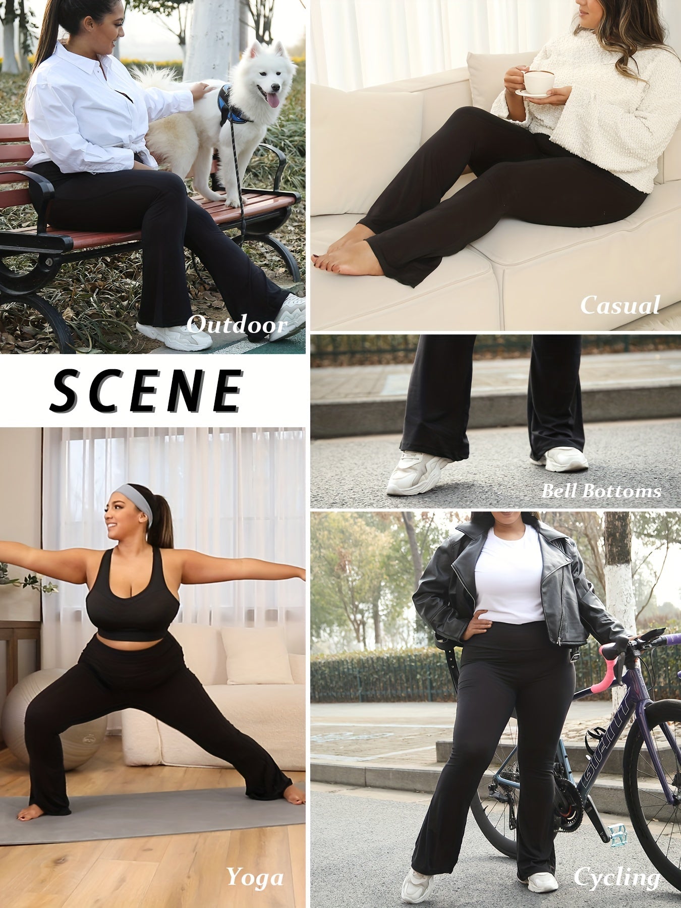 Plus Size Women's Soft High Waist Flare Pants Tummy Control Yoga Leggings (5 Pack)