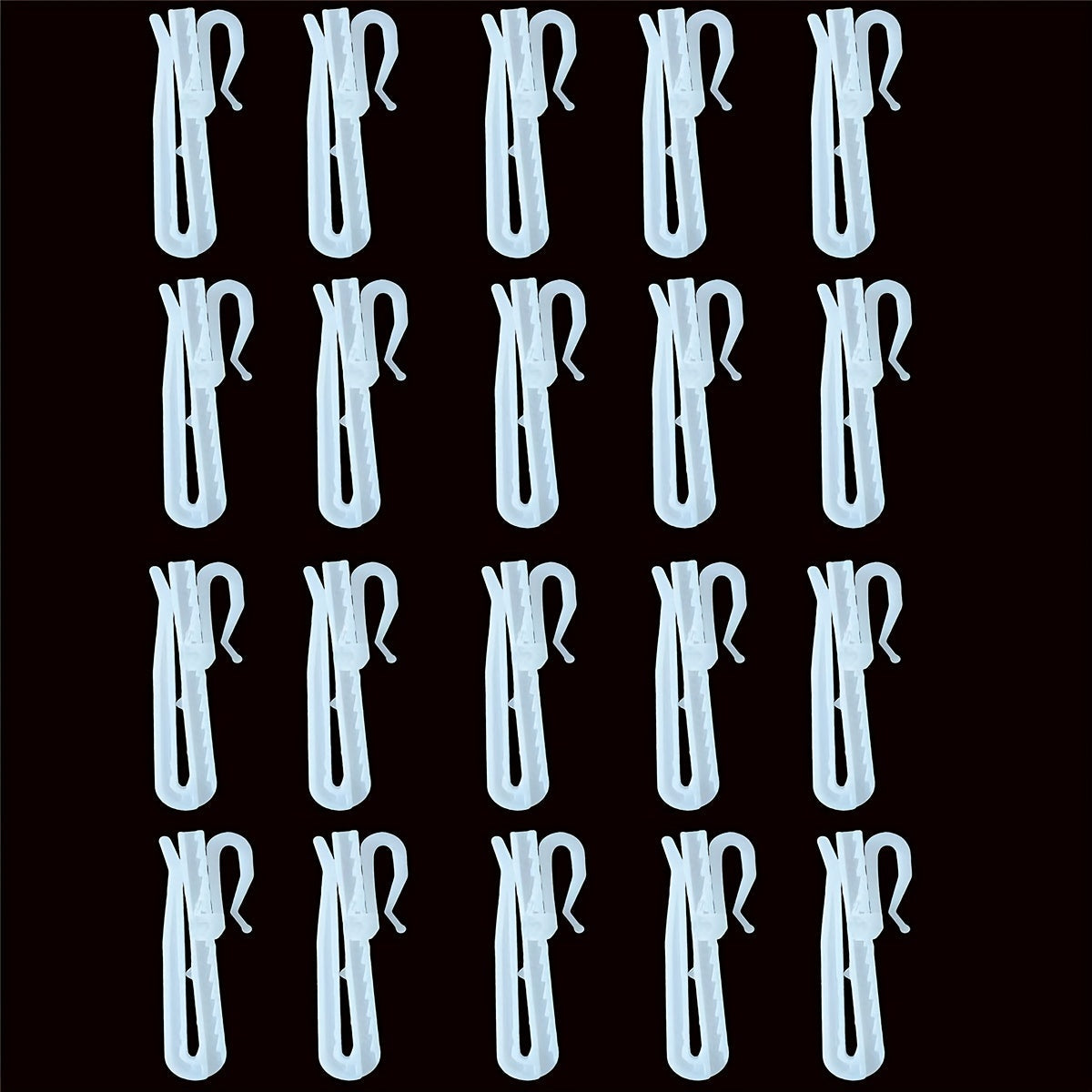 Set of 20 White Plastic Curtain Hooks with Adjustable Clips for Windows Doors Showers