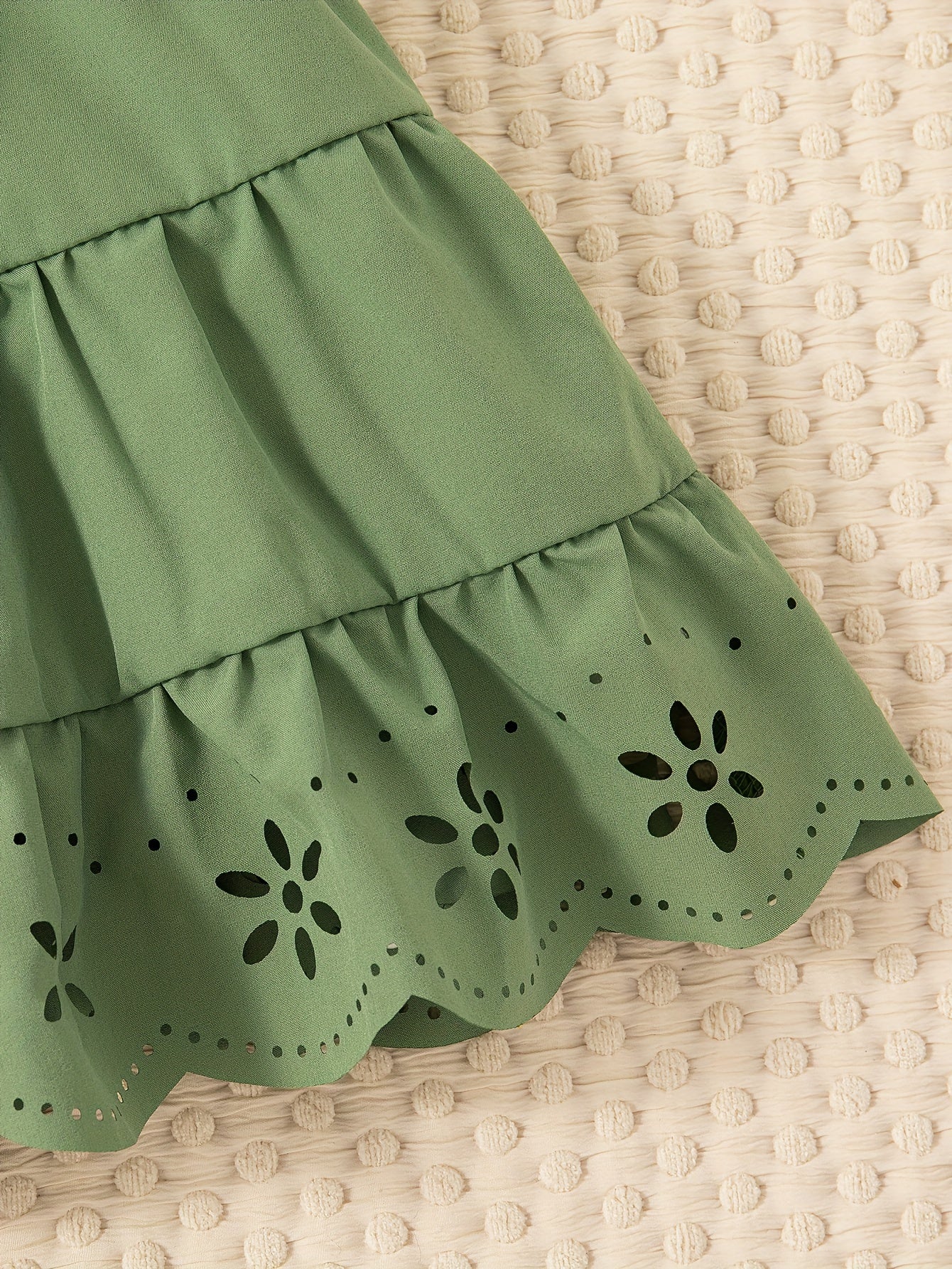 Girls Summer Solid Ruffle Sleeve Square Neck Knee High Dress