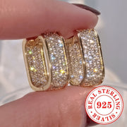 Sterling Silver Hoop Earrings with Cubic Zirconia April Birthstone for Women