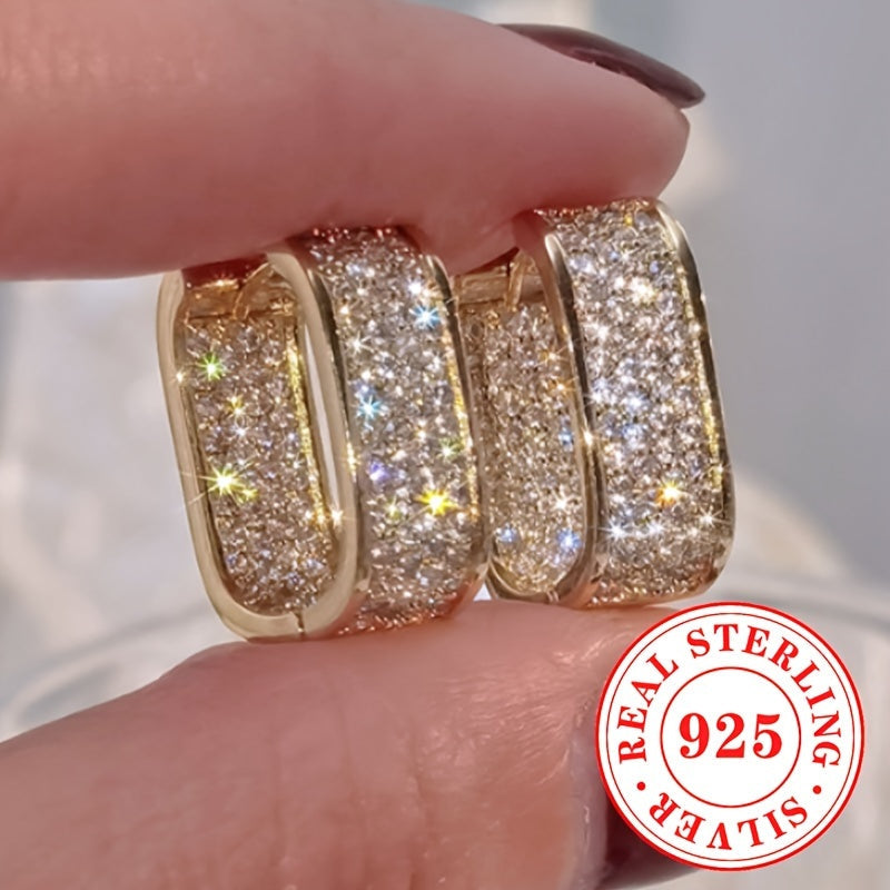 Sterling Silver Hoop Earrings with Cubic Zirconia April Birthstone for Women