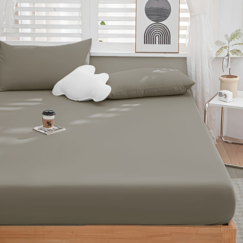 Sábana ajustable para cama individual de color sólido, capa única, invierno, disponibles en múltiples tamaños