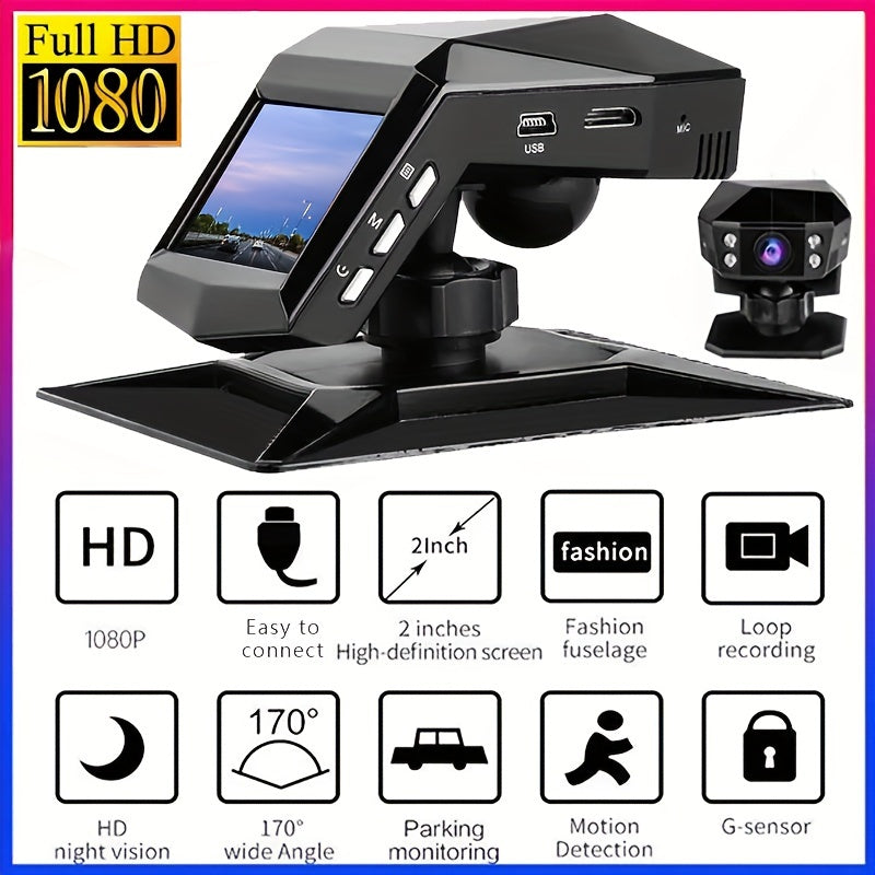 1080P Full HD Dash Cam Car Video Recorder WDR 170° Wide Night Vision