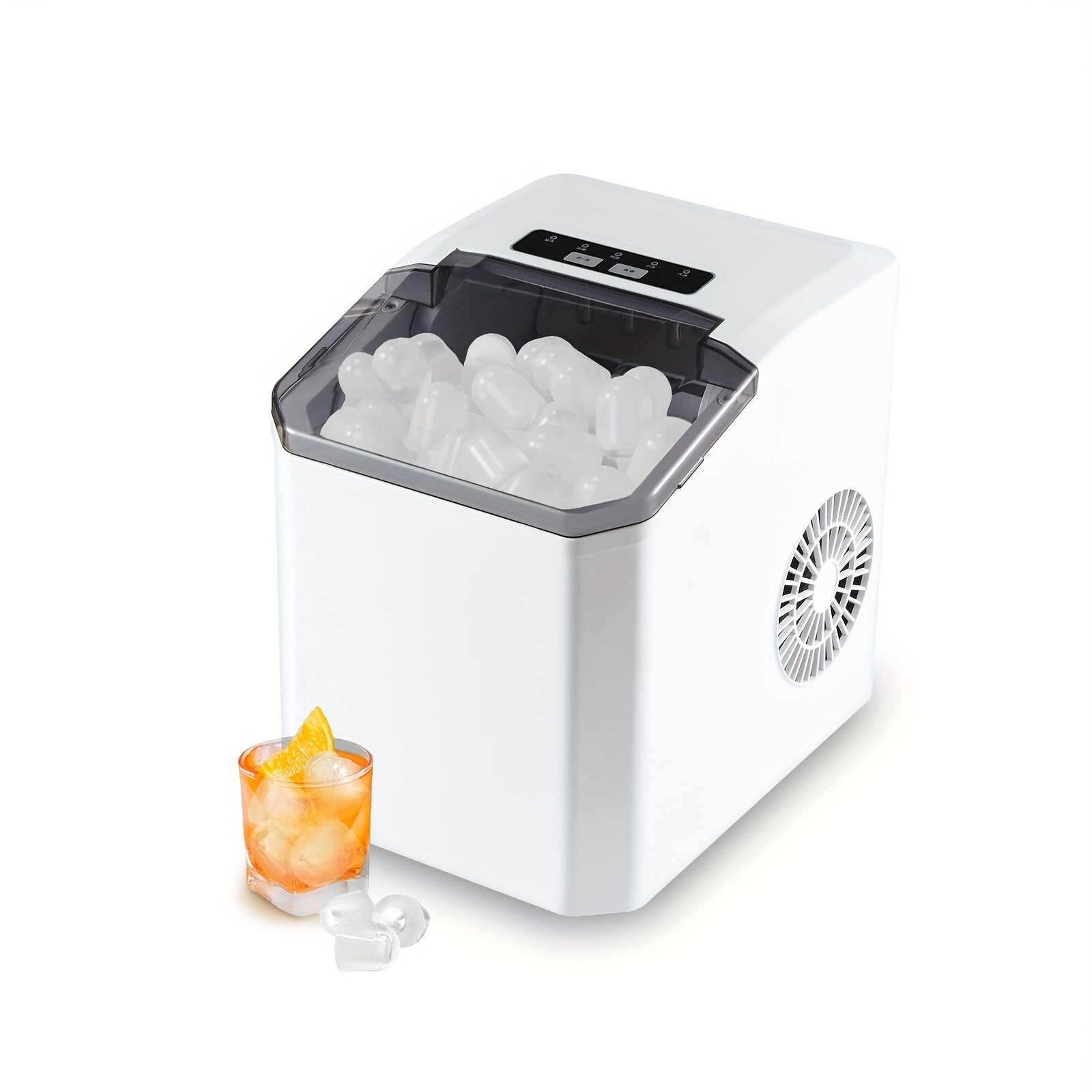 Countertop Ice Maker Black White Produces Nugget Ice 15.88kg/24h