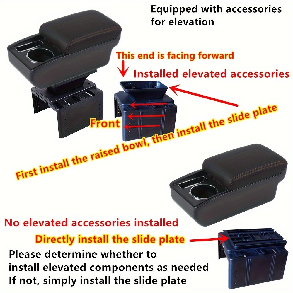 Universal Car Center Console ABS Double Storage Cup Holder Phone Slot