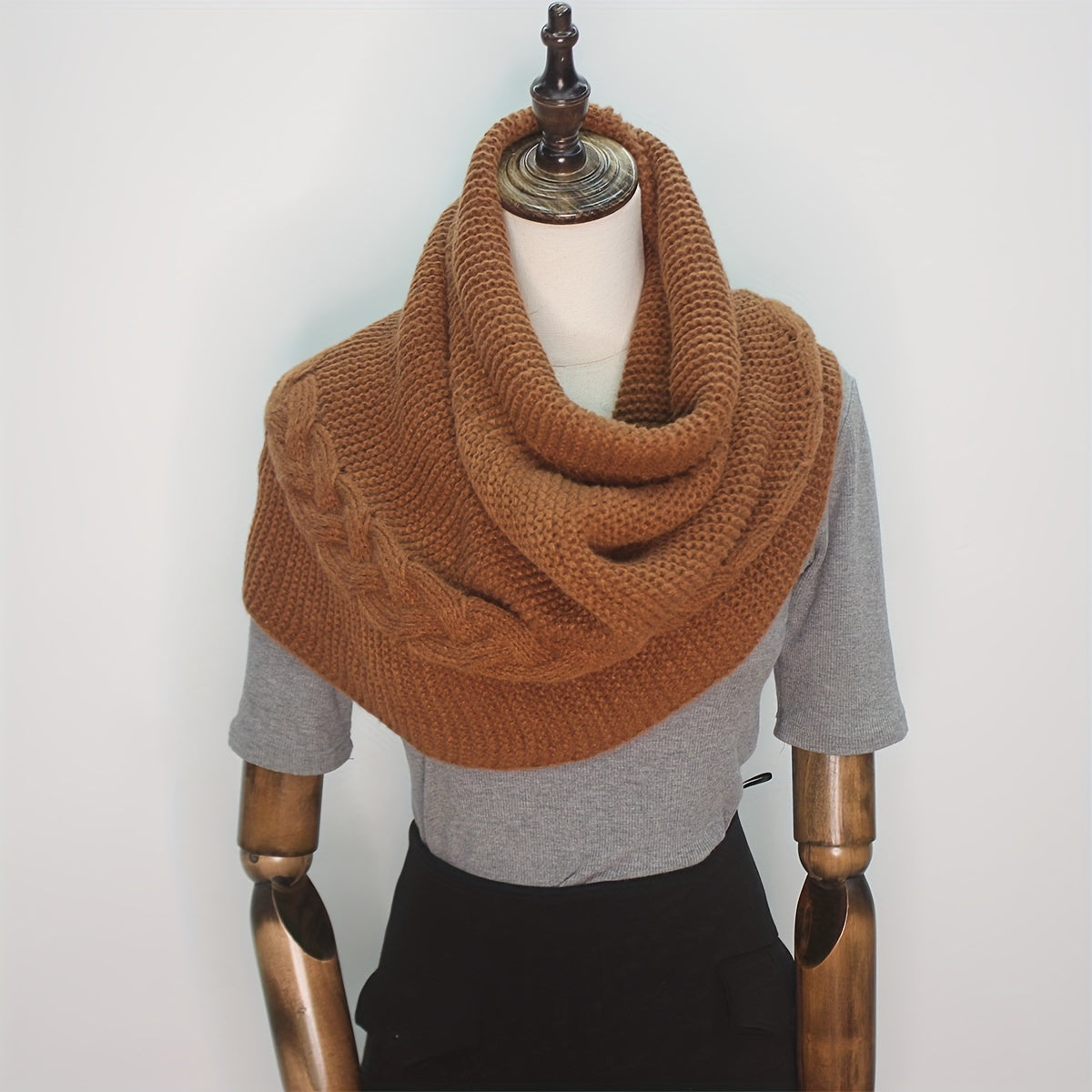 Bufanda de cuello de poliéster de punto para otoño e invierno, bufanda casual y acogedora