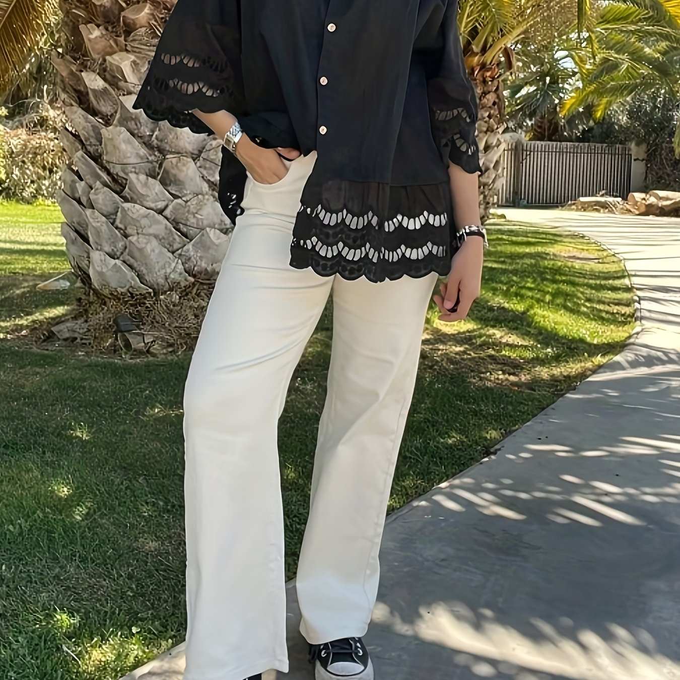 Women’s Short Sleeve Ruffle Shirt Cotton Casual Summer Top