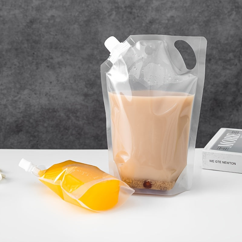50pcs Disposable Beverage Bags for Milk Tea Juice with Self-Standing Suction Mouth