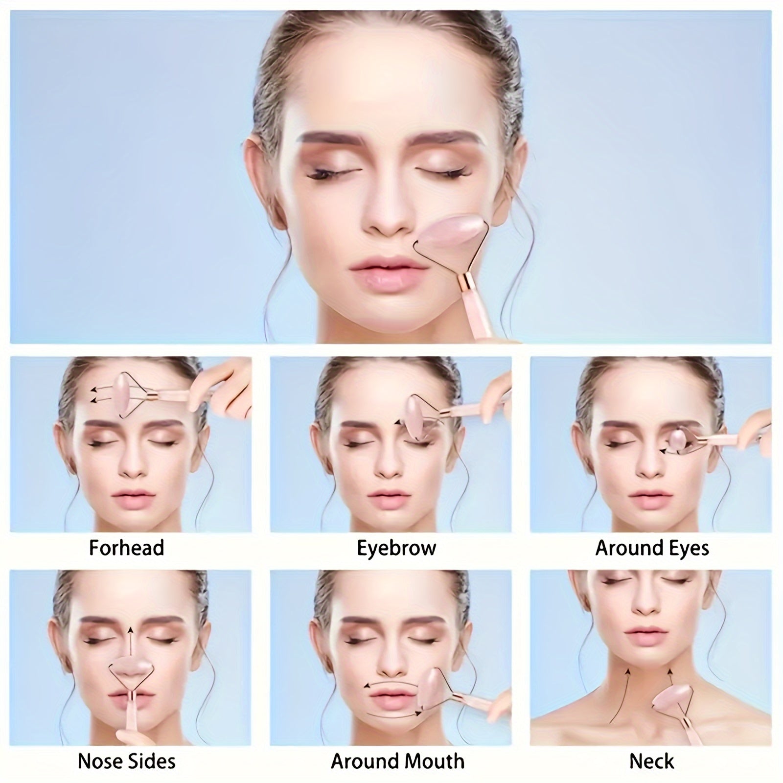 2pcs Facial Massage Tool Set Resin Crystal Double-Headed Rollers and Face Scraper