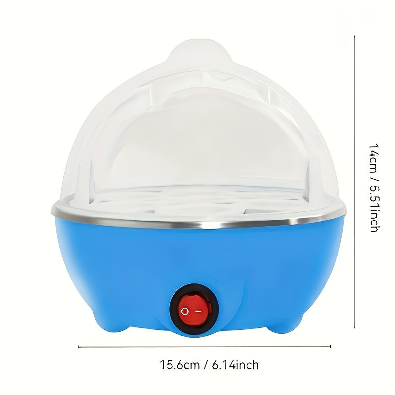 European Standard Blue Egg Cooker with Plug and Cook Feature, Single-Layer Design, Multifunctional Steaming and Cooking