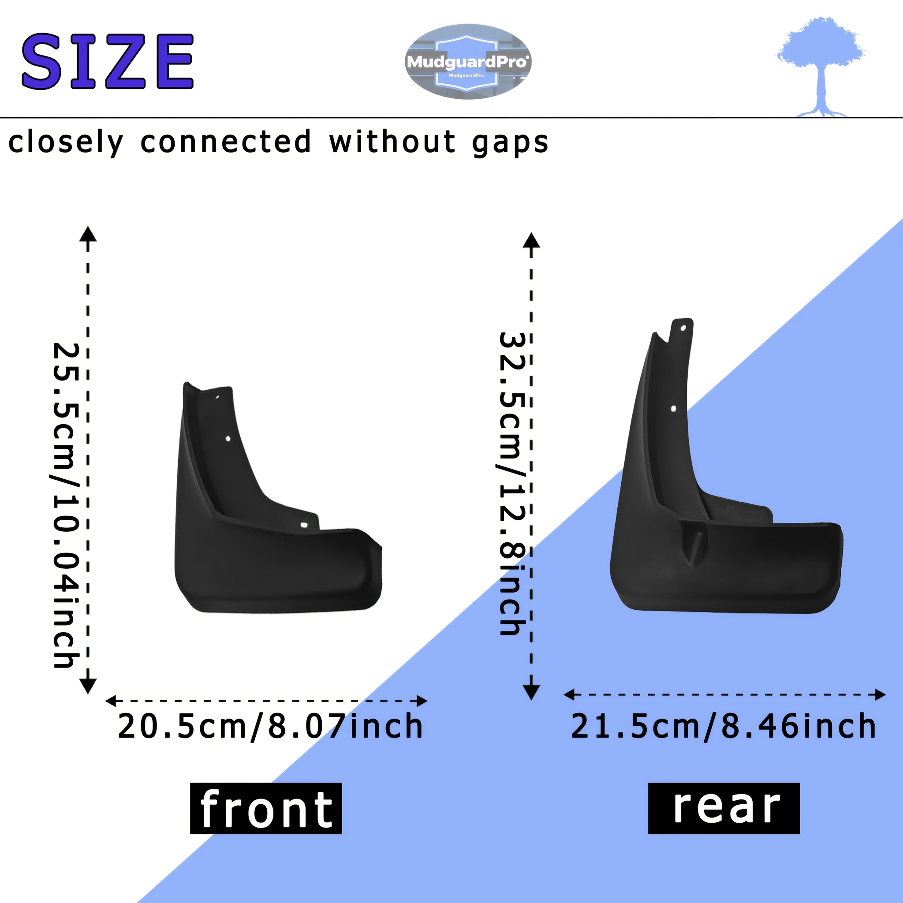 Juego de 4 protectores de barro de plástico negro de alta resistencia para protección en todo tipo de clima
