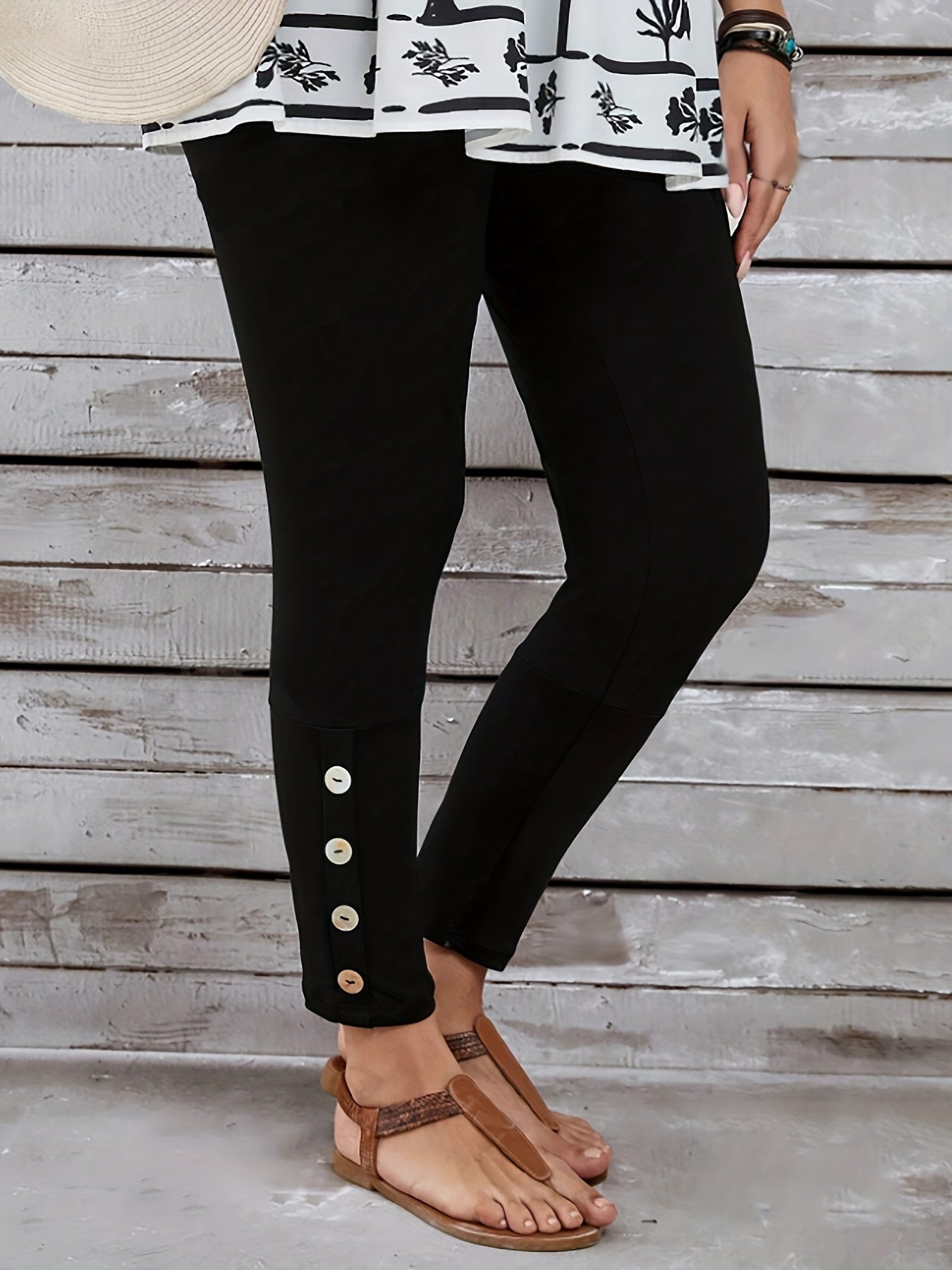 Plus Size Women's Casual Long Pants Black Comfortable Lounge Wear