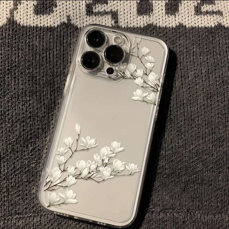Magnolia Flowers TPU Phone Case for iPhone 11 12 13 14 15 16 Pro Plus Max