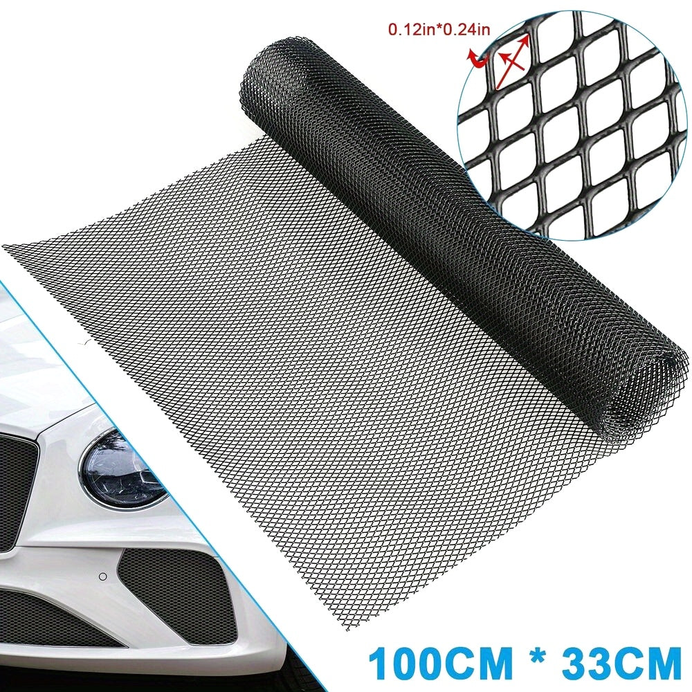 Malla de rejilla de aluminio universal para coche 40x13 pulgadas inserto de parachoques negro