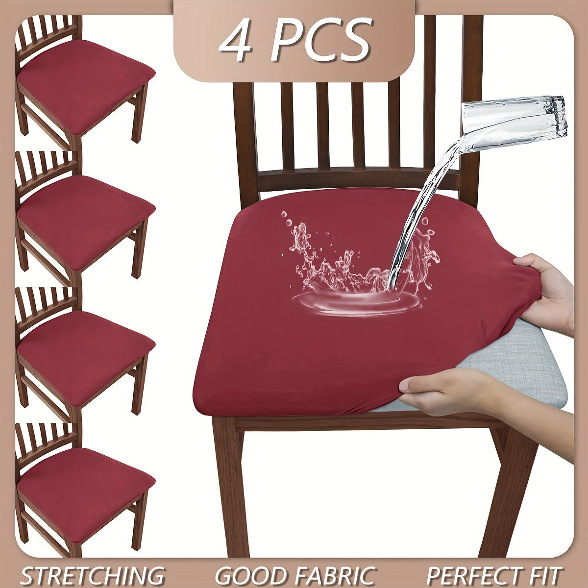 Высокоэластичные чехлы для стульев однотонных цветов, 4 или 6 штук в наборе. Пылезащитные и водоотталкивающие, washable и съемные. Идеально подходят для гостиных, столовых и отелей.