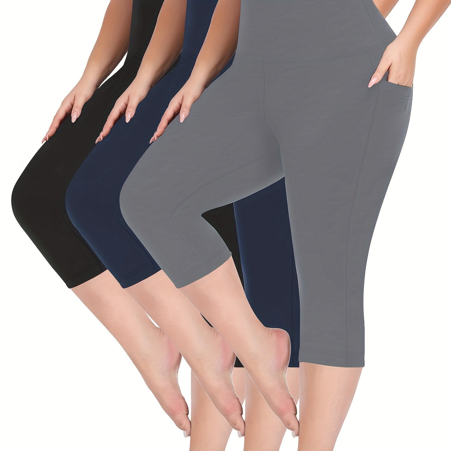 Plus Size High-Waisted Shorts Set With Pockets Stretch Fabric Summer Leopard