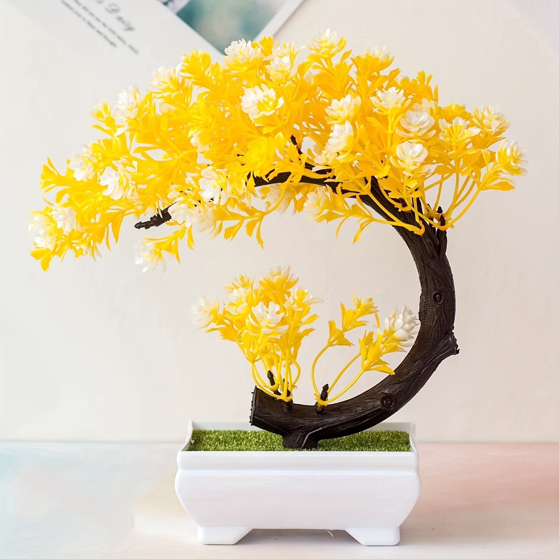 1 шт. Искусственное сосновое бонсай дерево, пластиковый цветочный Ornament в контейнере для дома, комнаты, сада, столешницы, праздничного декора, не требует электричества