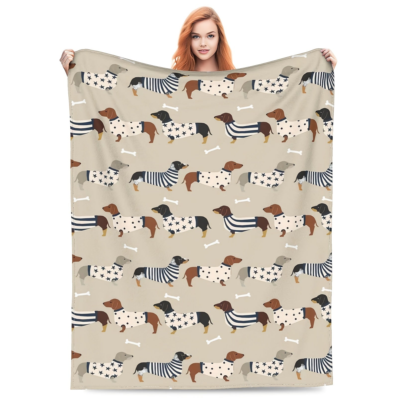Dachshund Flannel Blanket Throw Bed Cozy Plush Lightweight for Bedroom Living Room