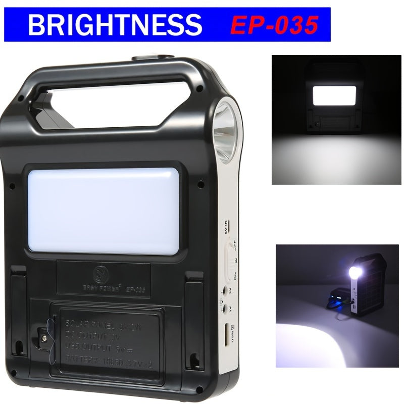 Portable Solar Panel Power Bank Kit with USB Charger and Lamp for Outdoors