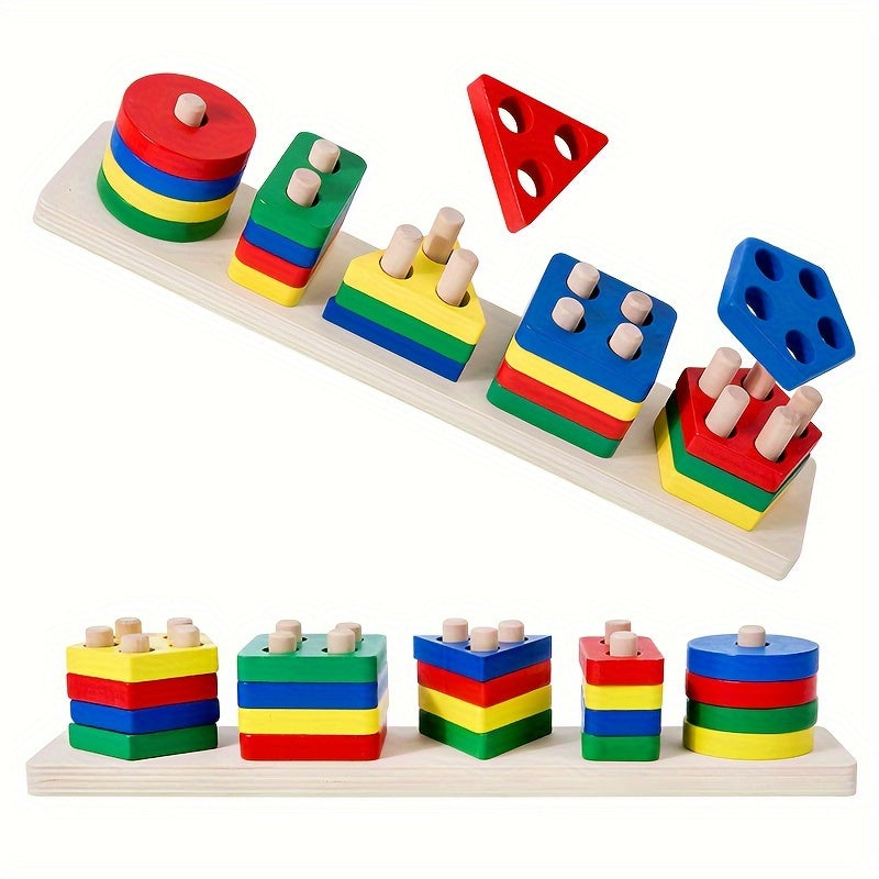 Wooden Educational Puzzle Toy for Shape Recognition and Cognitive Development for 18 Months Plus