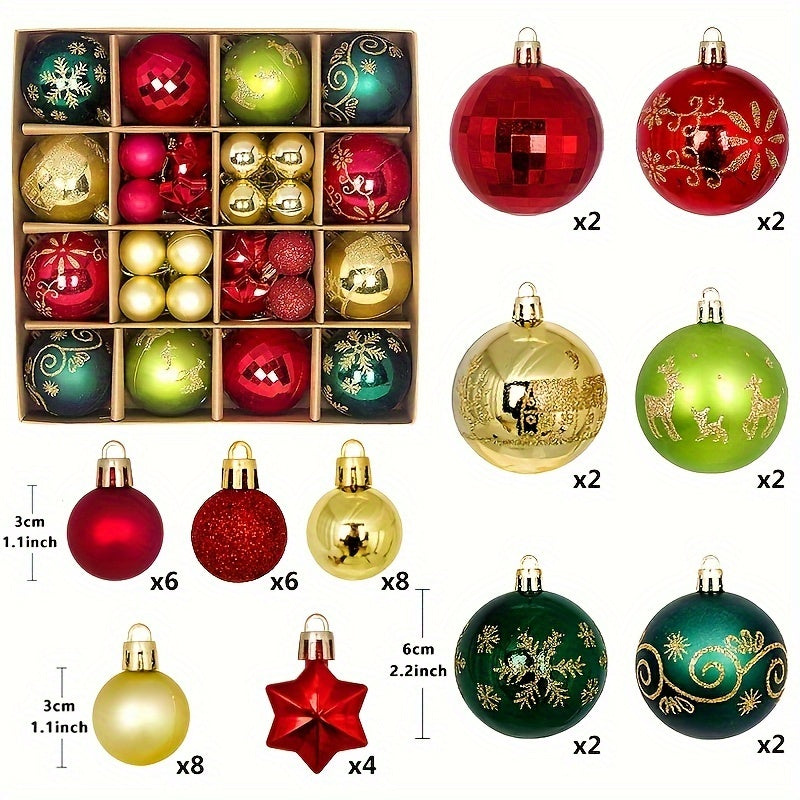 44 bolas decorativas para árbol de Navidad para decorar fiestas, bodas y regalos