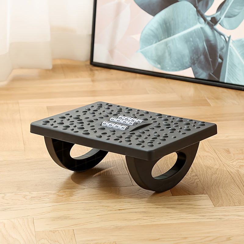 Black Adjustable Under-Desk Footrest with Non-Slip Textured Surface for Office and Home