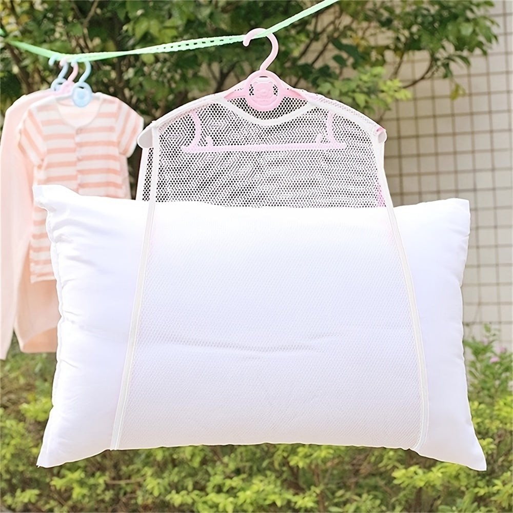 Household Drying Pillow Net Mesh Cushion Storage Bag Blue Pink 47.98x55.98 cm