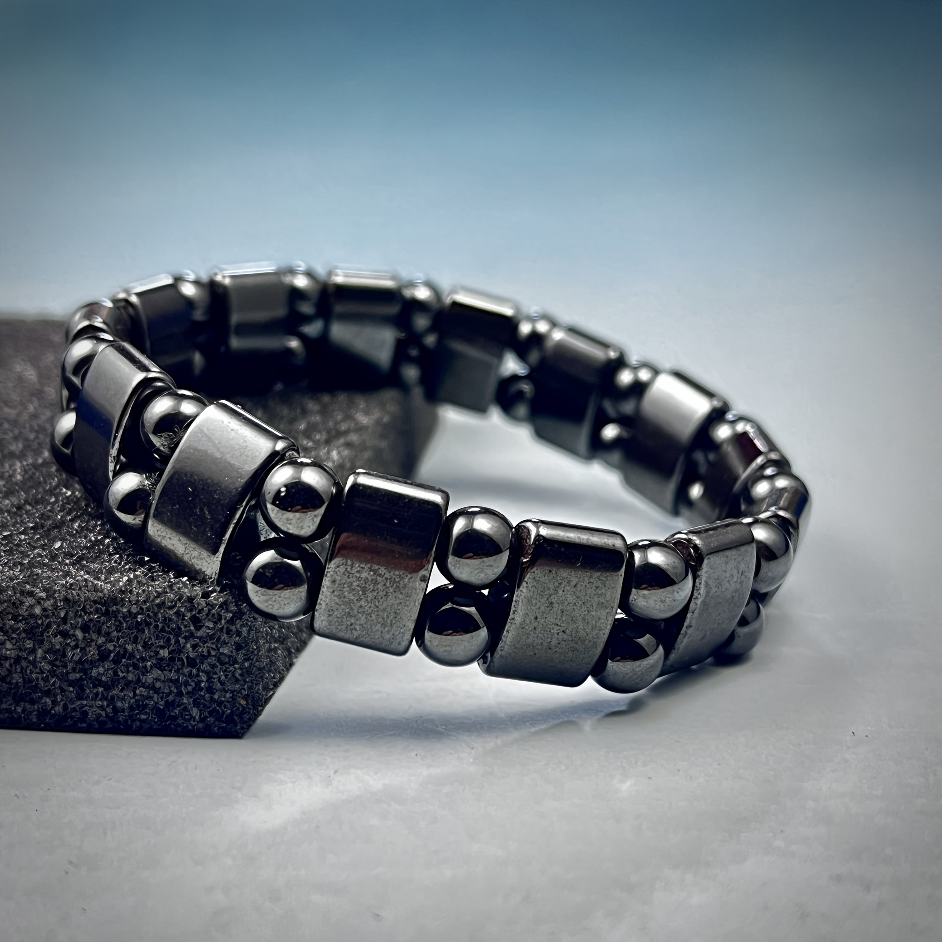 Boho Beaded Bracelet with Natural Gemstones and Terahertz Healing Stones for Women