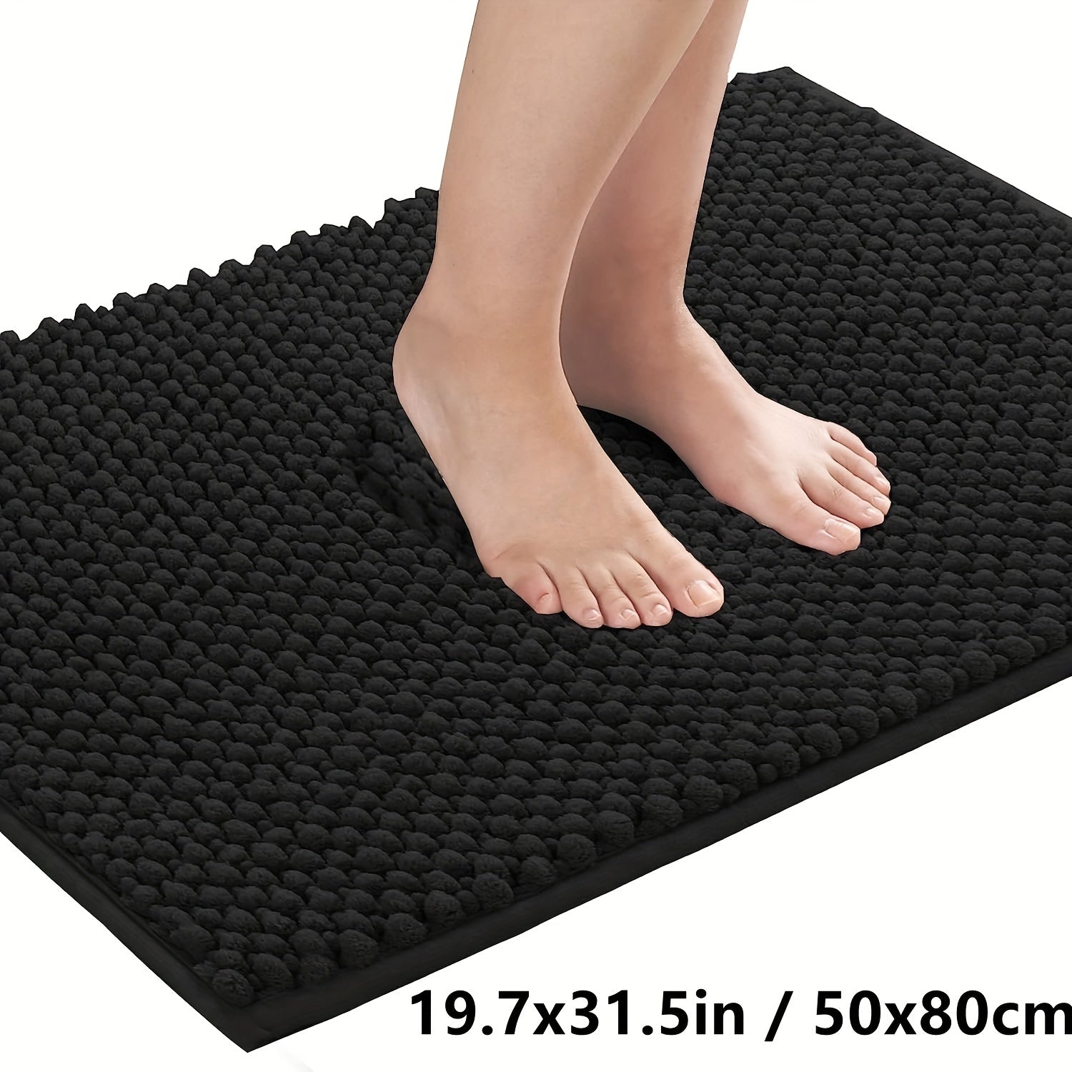 Thick Bathroom Rug Non-Slip Soft Polyester PVC Backing Kitchen Mat