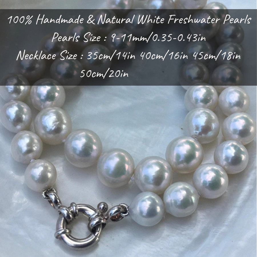 Freshwater Pearl Necklace 9-11mm Elegant Gift Box Suitable for Birthdays Weddings Anniversaries