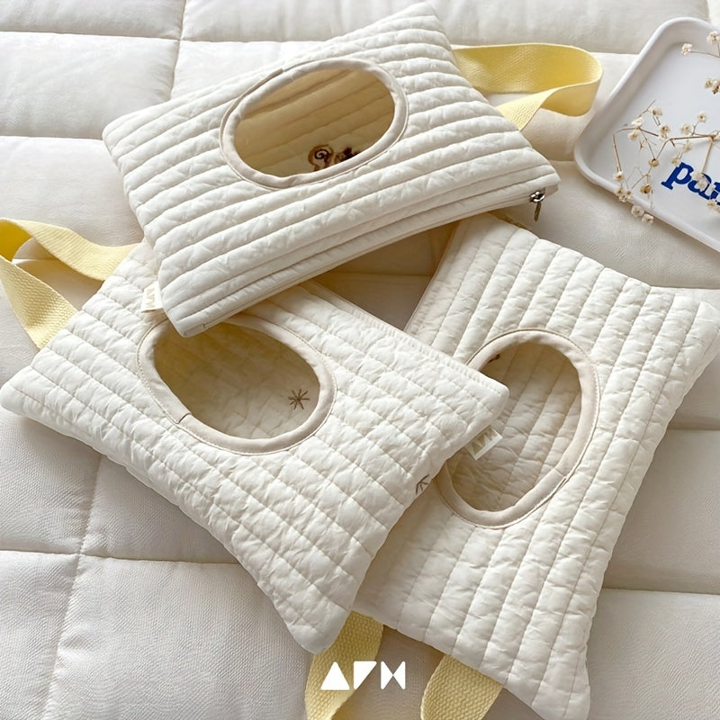 Embroidered Bear and Rabbit Wet Wipe Dispenser Travel Tissue Holder Zipper Organizer