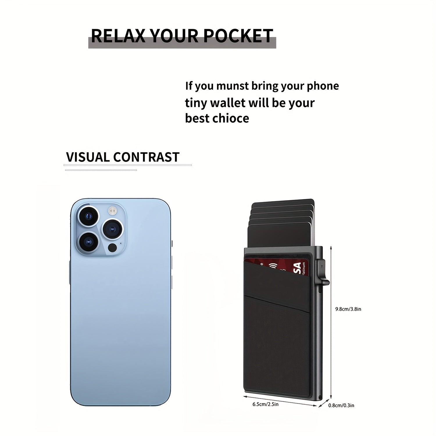 Мужской алюминиевый сплав с блокировкой RFID, держатель кредитных карт с выдвижным механизмом и сумка для денег