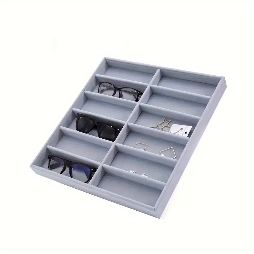 Sunglasses Storage Box Organizer with 10 Compartments Display Case Stand for Glasses Vanity Bedroom Office