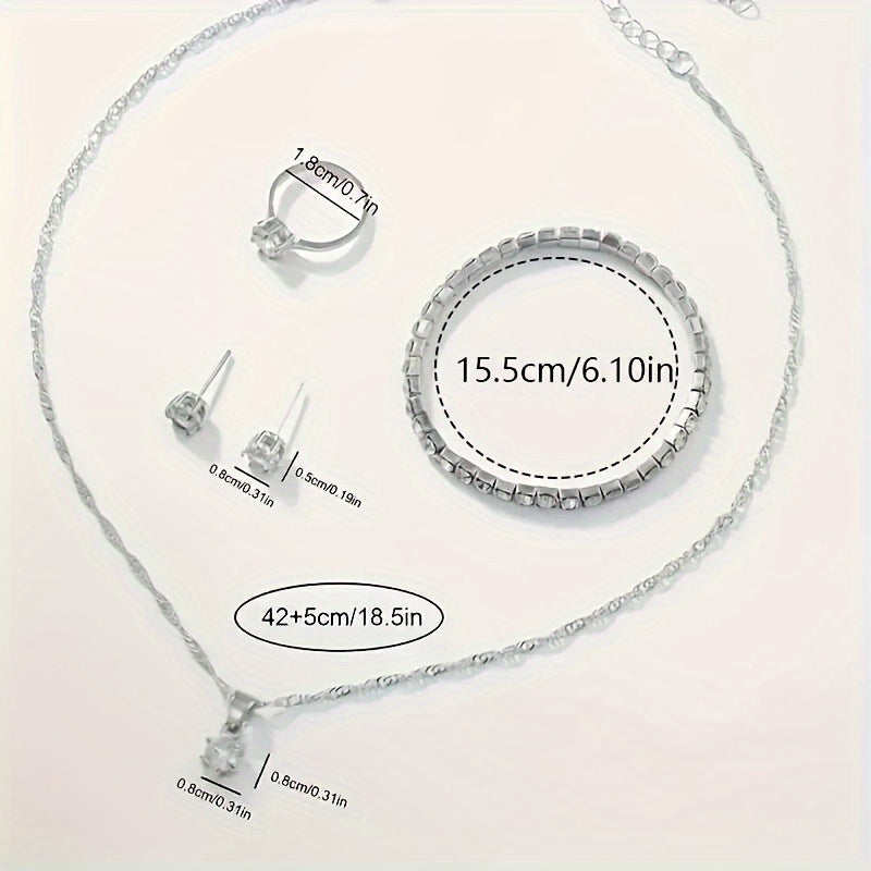 6 dona Nafis Ayollar uchun Kvarts Soat va Zargarlik To'plami, Soxta Olmoslar bilan - Bohem uslubi, Alloy Rim raqamli Bilaguzuk, Kristall Aksessuarlar bilan - U uchun Mukammal Retro Sovg'a