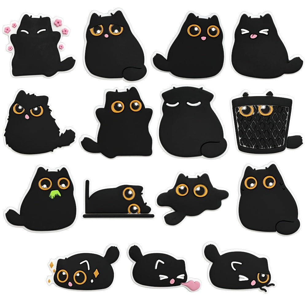 15pcs/set Black Cat Shoe Charms Soft Plastic Cute Shoe Accessories