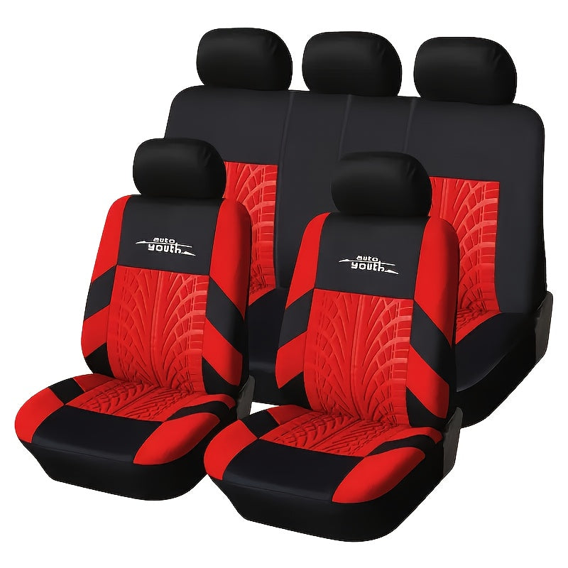 Universal Car Seat Covers for 5 Seats with Printed Letter Design Polyester Fit Most Vehicles