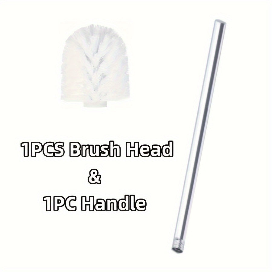 Toilet Brush Set with Handle and 3 Replacement Heads, No-Dead-Corner Design